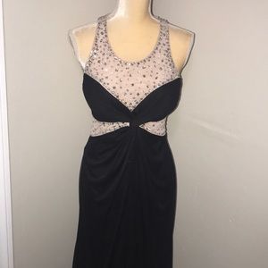 NWT PROM/FORMAL SEQUIN BLACK BEIGE DRESS